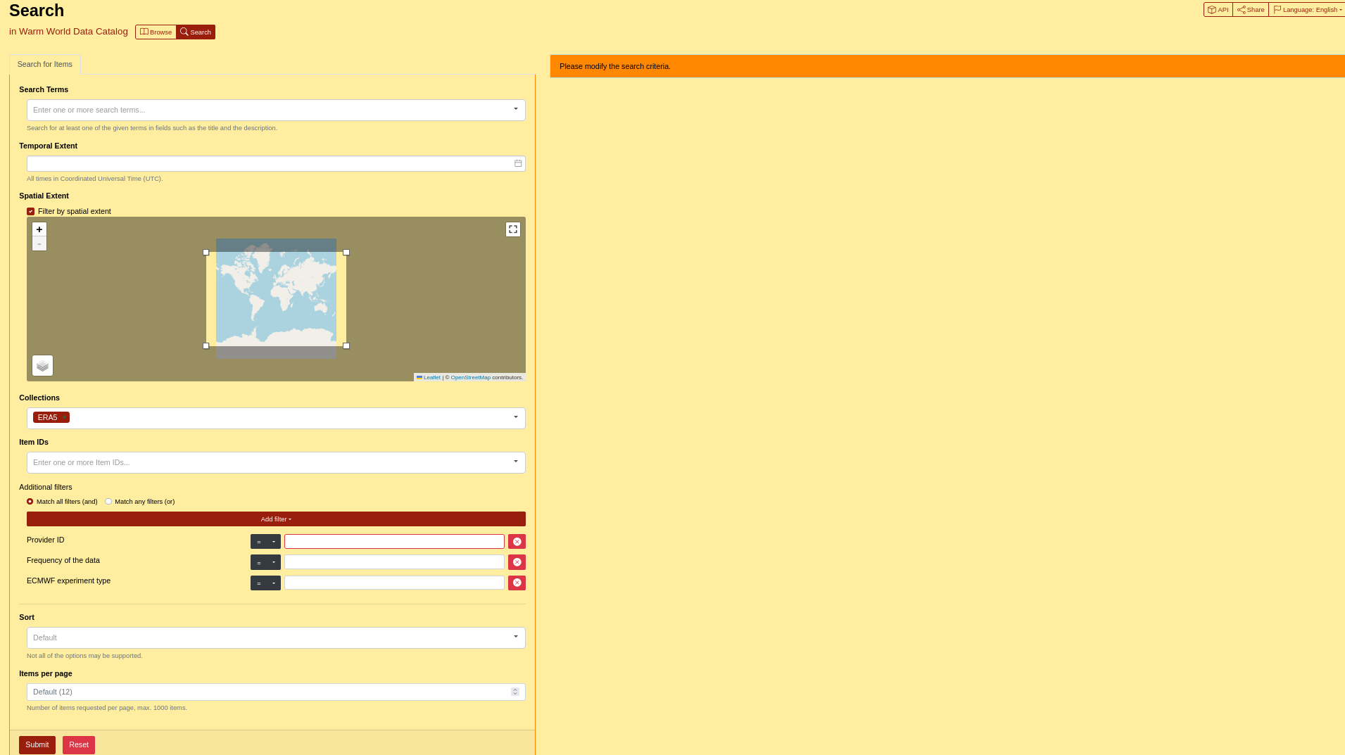 STAC Browser search